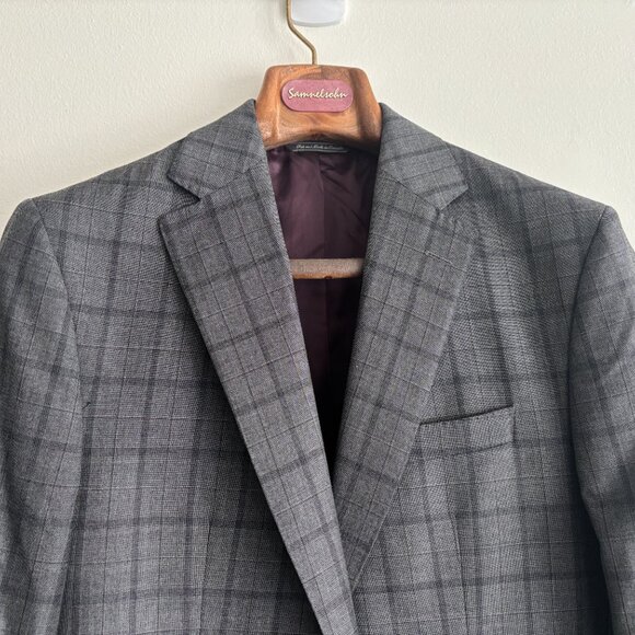 $1600 Jack Victor Grey Plaid Check Suit- 40, Pants 32 Made in Canada - Picture 2 of 16